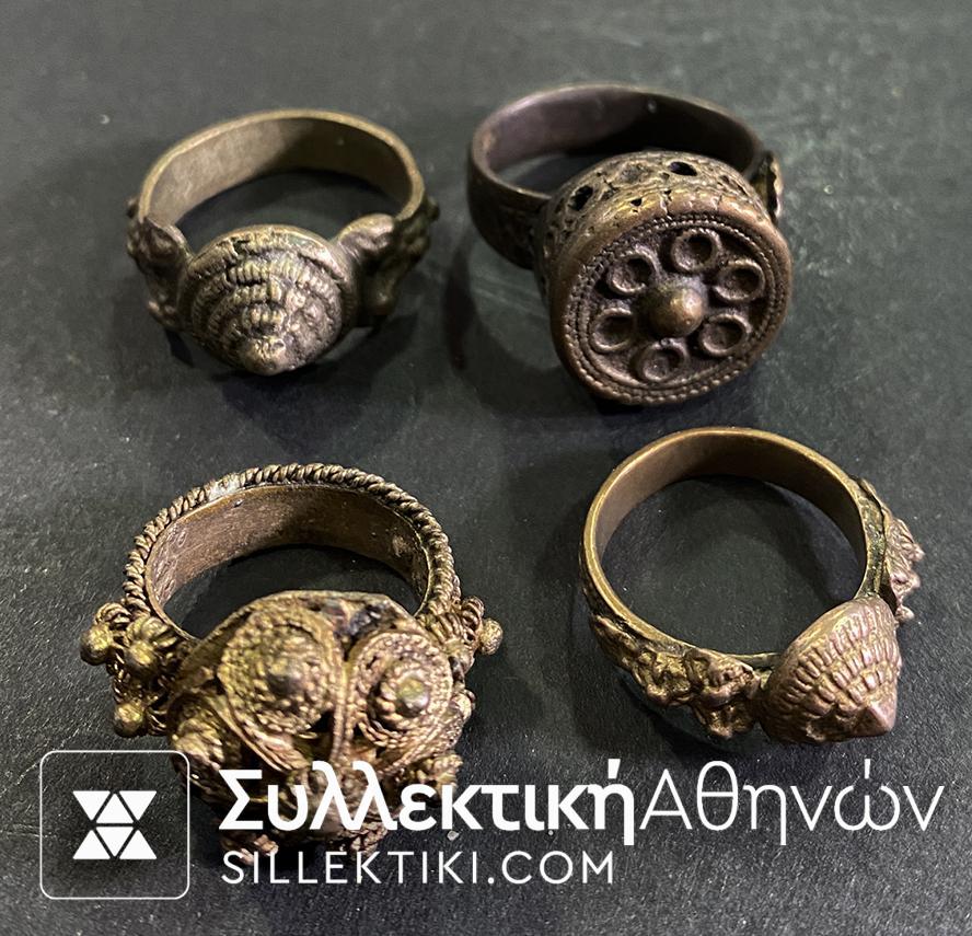 4 Old Silver Rings